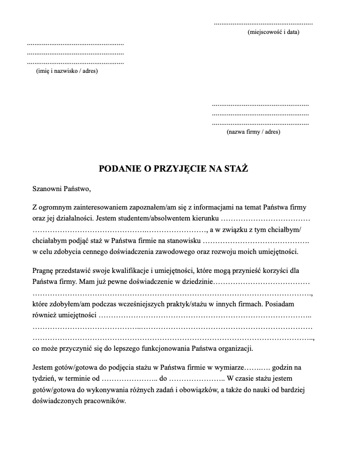 Jak napisać podanie o staż - unikaj najczęstszych błędów i zyskaj szansę